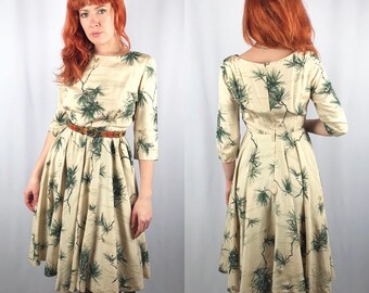 Vintage 1950's Pine Tree Print Dress