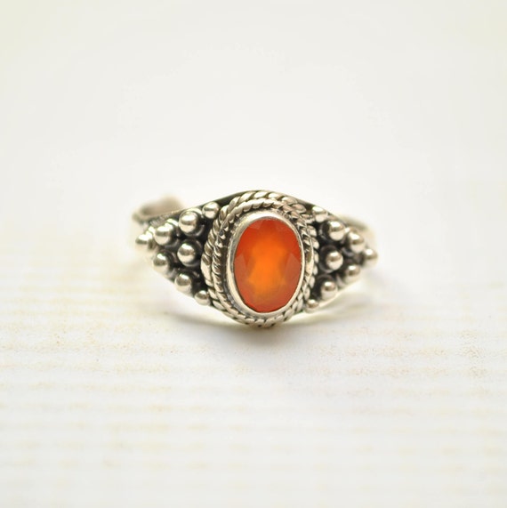 Sterling Silver Carnelian Ring Sz 7.5 #9254