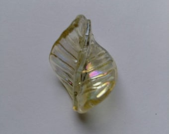 Lampworked Bead, Twisted Lamp Work Bead, Opaque AB Twist Bead, Twist Leaf Bead, Center Hole, Listing is for One Bead, Unique Bead