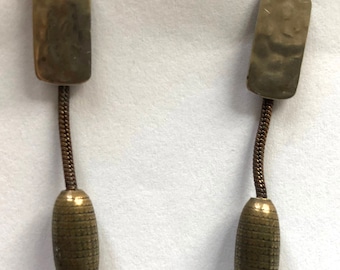 Vintage Marjorie Baer silver brass drop dangle earrings signed