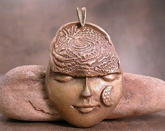 Owl Animal Spirit Totem Pendant, Owl Totem, Goldie Bronze Metal Clay, Bronze Pendant, Divine Spark Designs, SRA