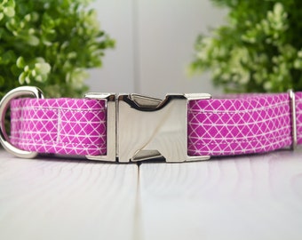 Magenta adjustable Dog Collar with Metal Buckle