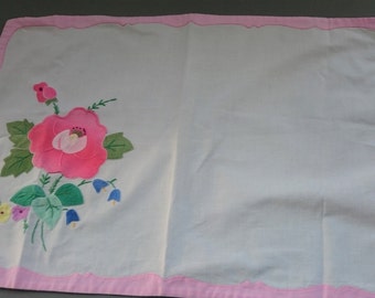 Vintage Tray Cloth Hand Sewn Applique