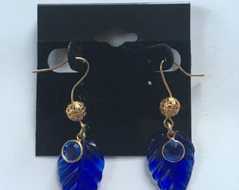 Blue Leaf Earrings