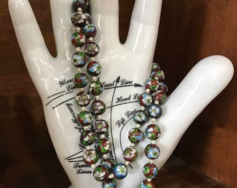 Stunning Vintage Hand-Knotted Deep Red Cloisonne Beaded Necklace