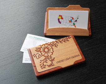 Personalized Business Card Holder, Custom Business Card Holder, Engraved Business Card Holder, Business Card holder --BCH-MR-LINDSEYLIGHT
