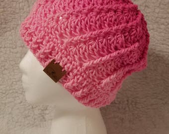 Pink Swirls Crochet Beanie