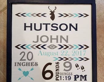 Hunting themed birth announcement