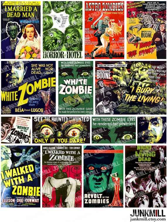 ZoMBiES Digital Printable Collage Sheet Cult Classic