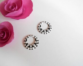 x 2 sequins white black 18 mm