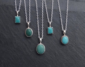 Turquoise Pendant, Turquoise Necklace, Turquoise and Silver Pendant Necklace, December Birthstone, Sterling Silver