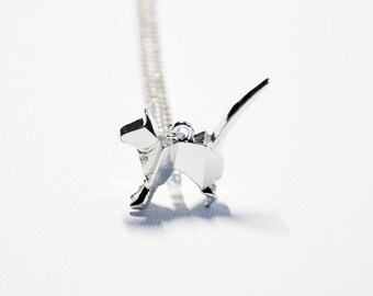 Silver Cat Necklace Origami Quirky Loss Memorial