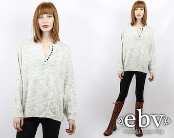 Oversized Sweater Plus Size Vintage Plus Size Sweater Vintage 80s Ice Grey Pullover Sweater Vintage Sweater Vintage Jumper Grey Sweater
