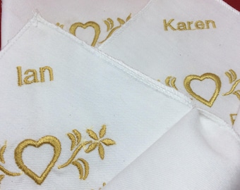 Linen Napkins with embroidery embellishment personalised