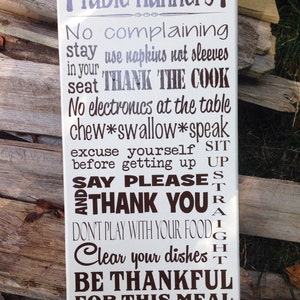 Table Manners 12"x24" sign