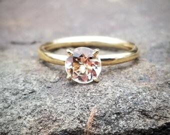 Morganite Engagement Ring, Morganite Solitaire Ring, Morganite Engagement Ring Yellow Gold, Morganite Engagement Rings, Morganite Gemstone