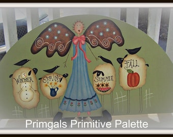 Wood Door Crown Topper Angel Sheep Primitive Seasons Home Decor