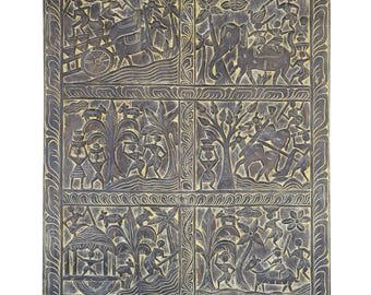 Tribal Handcarved Vinatge Wood Art  Village Decoration Panel Door, Wall hanging