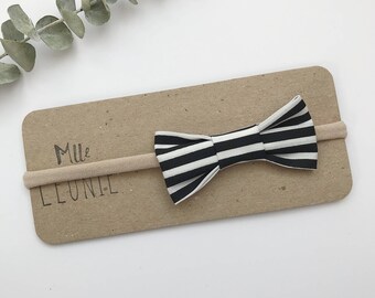 Loop on headband - baby girl and boy fabric - striped black and white