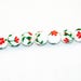 PCO72 - Rare 5 Green Nature romantic Vintage Floral flowers painted white red leaf glass beads