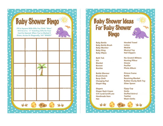Dinosaur Bingo Game Card Printable Dinosaur Baby Shower Bingo Dinosaur Bingo Game Card Printable Dinosaur Baby Shower Bingo