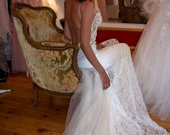 Romantic Rustic wedding dress, Sexy lace wedding dress, Country wedding dress, Sheath wedding dress, Bridal gown, Country rustic wedding