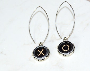 Typewriter Key Earrings – X & O (Kisses and Hugs), Typography, Art Deco-Steampunk Style.