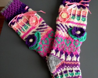 Whole gift knitted knee highs/slippers/socks/leg warmers, small size