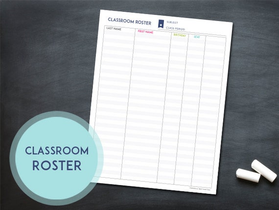 Printable Classroom Roster Sheet