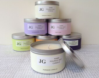 Parisian Vanilla scented soy candle tin