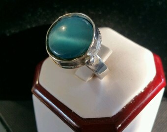 Sterling Silver Ring with light blue moonstone