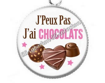 Resin cabochon pendant I can't I have chocolate