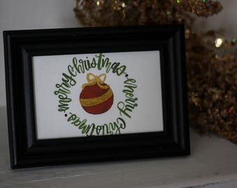 Watercolor Merry Christmas Ornament Painting