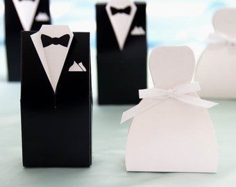 Tuxedo and sweetheart dress wedding favors