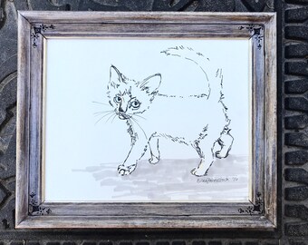 Kitten w/ blue eyes - Marker Drawing