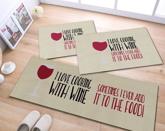 Kitchen Rugs With Wine, 15"x35" - 3 piece