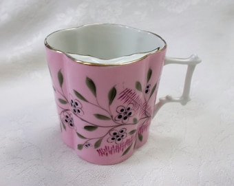 Vintage Mustache Teacup, Teacup With Mustache Guard Pink and Green Victorian Gentlemans Teacup