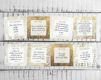 ESV Scripture Card, God is, Neutral, Gold, Geometric, Bible Verse, Encouragement, Gift, Memory Prayer Set Attributes Truth Square