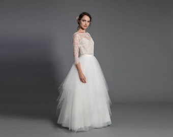 Maxi tulle skirt - wedding separate - ecru floor length skirt - ecru maxi skirt, wedding gown, wedding skirt - elegant bridal dress - white