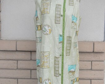 Vintage 70s Hawaiian Dress, Aline Dress, Asian Dress by Hawaiian Casuals Stan Hicks Size Large