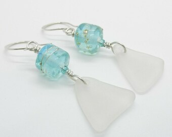 Handmade Lampwork Glass Beads and Sea Glass Earrings - Prima Donna Beads