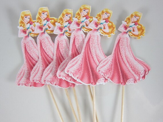 Set of Princess Aurora cupcake topper Princess cupcake picks