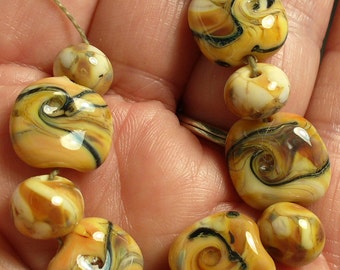 Lampwork Glass Beads by Catalinaglass SRA Honey Caramel