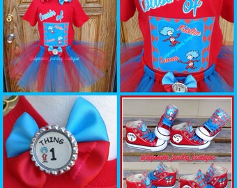 Thing 1, Thing 2 Tutu Set, Dr. suess Tutu, custom Thing Tutu Set, Thing 1, Thing 2 Birthday Outfit, Thing 1 converse