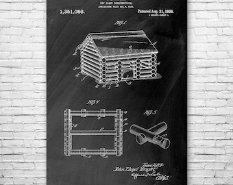 Lincoln Logs Toy Cabin Poster Art Print, Lincoln Logs Poster, Lincoln Logs Art, Lincoln Log Wall Art, Lincoln Logs Patent, Lincoln Logs