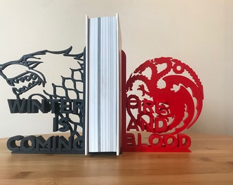 Game of Thrones Themed - 3D Printed lightweight Decorative Bookends- Stark/Targaryen