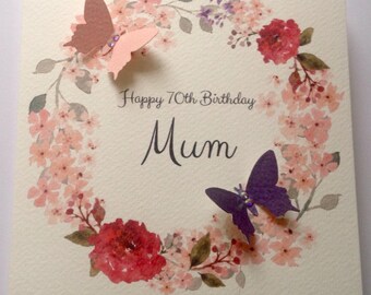 Personalised Watercolour Mum, Nan, Grandaughter, Daughter, Any Name 30th 40th 50th 60th 70th 80th 90th 100th