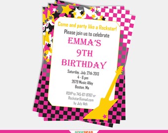 Rock Star Birthday Invitation - Rock Star Party Invitation - Rock Star Invitation - Rockstar Party Printable Invitation (Instant Download)