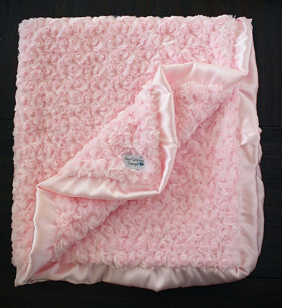 Minky Blanket pink blanket baby girl blanket with ruffle