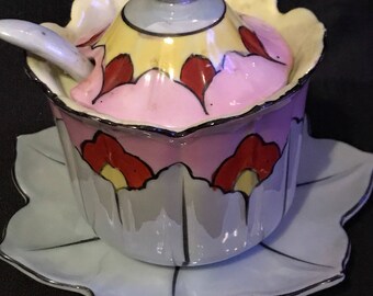 Vintage Art Deco Lusterware Iridescent Server Sauces and Jelly Server SALE PRICE was 30.00 now 17.00